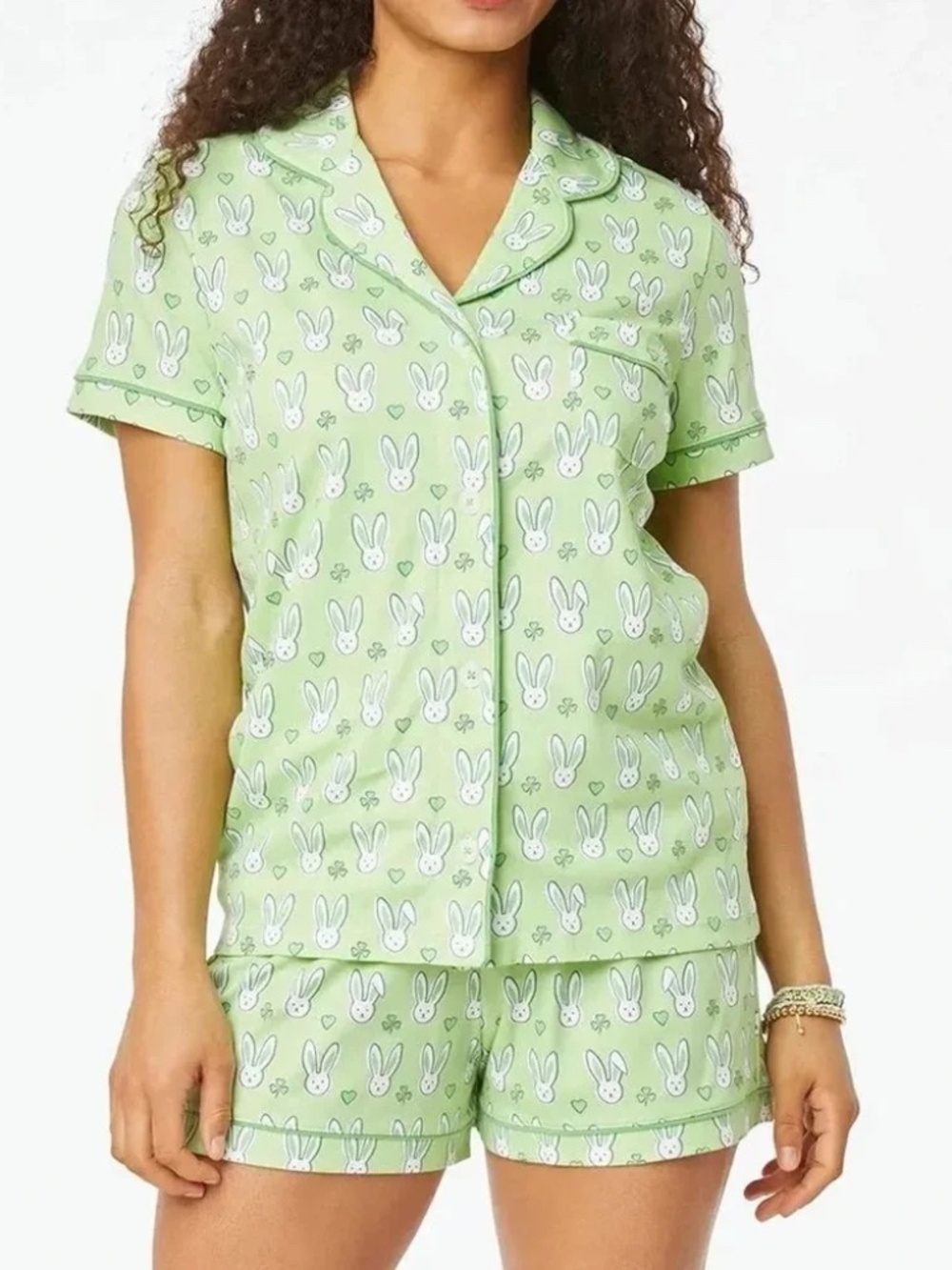 Roller Rabbit Women's 'Bunny Luck' St. Patty's Day Green Polo Pajama Set